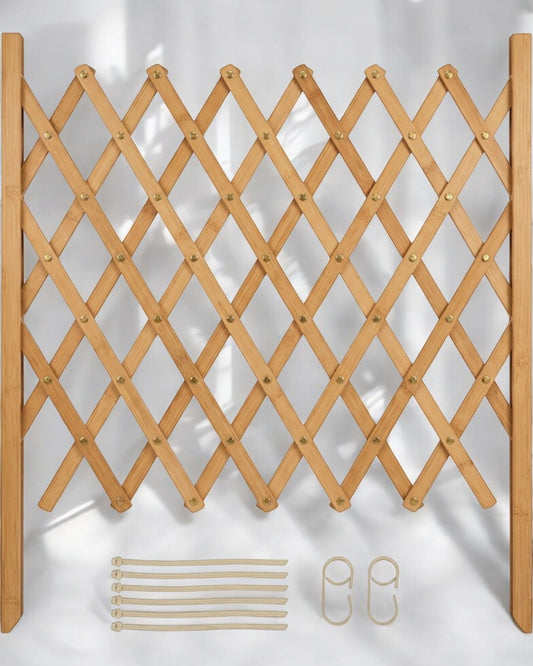 Vkmd Expandable Bamboo Scissor Plant Trellis Natural 32 Inch - Lifestyle view