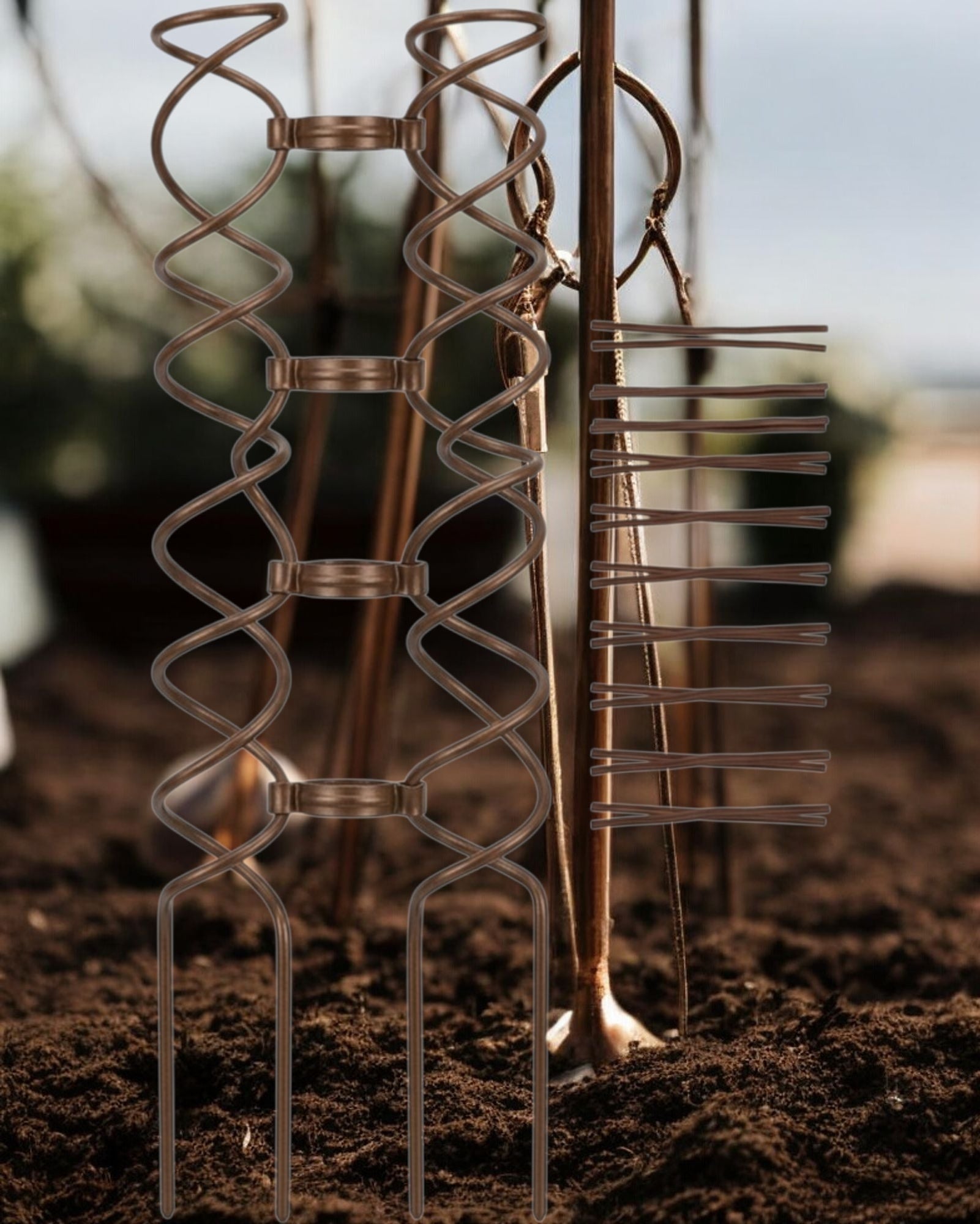 Vkmd Double-Helix Steel Plant Trellis Bronze 28 Inch - Detail view