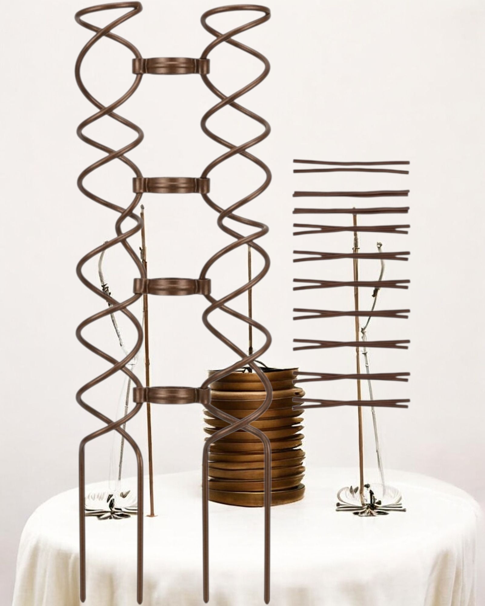 Vkmd Double-Helix Steel Plant Trellis Bronze 28 Inch - Lifestyle view
