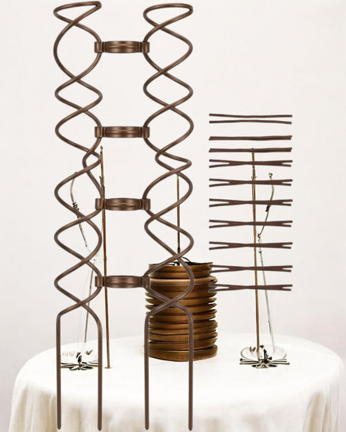 Vkmd Double-Helix Steel Plant Trellis Bronze 28 Inch - Lifestyle view