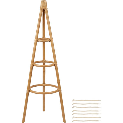 Vkmd Three-Ring Rattan Obelisk Plant Support Natural 36 Inch - Product view