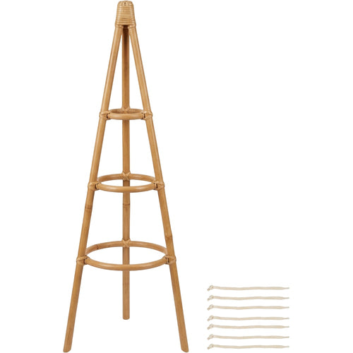 Vkmd Three-Ring Rattan Obelisk Plant Support Natural 36 Inch - Product view
