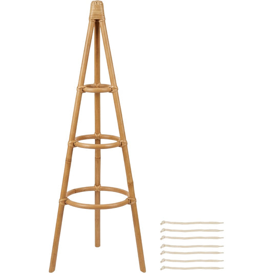 Vkmd Three-Ring Rattan Obelisk Plant Support Natural 36 Inch - Product view